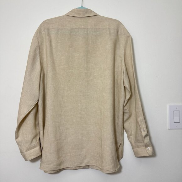 Theory Classic Menswear Pure Linen Shirt Women’s Sz XL Button Down Long Sleeve - Picture 6 of 11